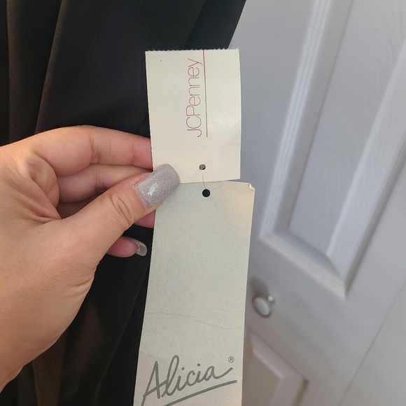 VTG NWT JCP Alicia Black Polyester Faux Bow Semi Sheer Hidden Button Blouse - Picture 10 of 13